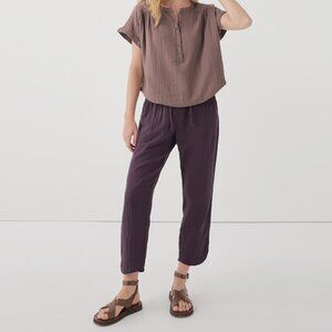 PACT Women's Coastal Double Gauze Pant + Top Set in Plum